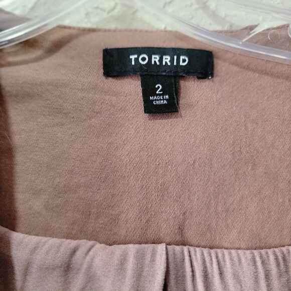 Torrid tan twill georgette peplum jacket Size 2 military mixed media = 2XL - Picture 7 of 10